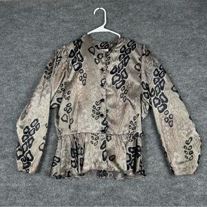 Laura Winston Leopard Print Peplum Blouse Y2K Style